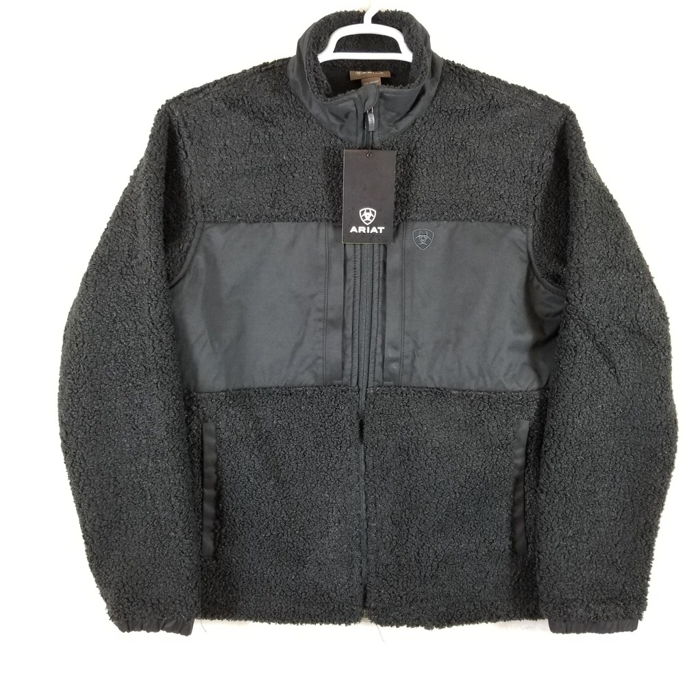 Ariat Mens Rebar Cloud 9 Sherpa Fleece Jacket Black Full Zip Workwear Medium NEW - Picture 2 of 8